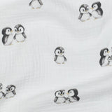 Double gaze GOTS imprimé penguins, prix pour 50cm