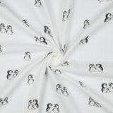 Double gaze GOTS imprimé penguins, prix pour 50cm