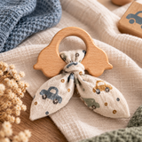 Anneau de dentition voiture en bois avec tissu, création DIY bébé