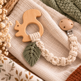 Anneau en bois Écureuil – Composant pour hochet et création DIY bébé