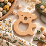Anneau en bois Koala – Composant pour hochet et création DIY bébé