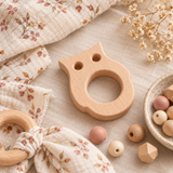 Anneau en bois Hibou – Composant pour hochet et création DIY bébé