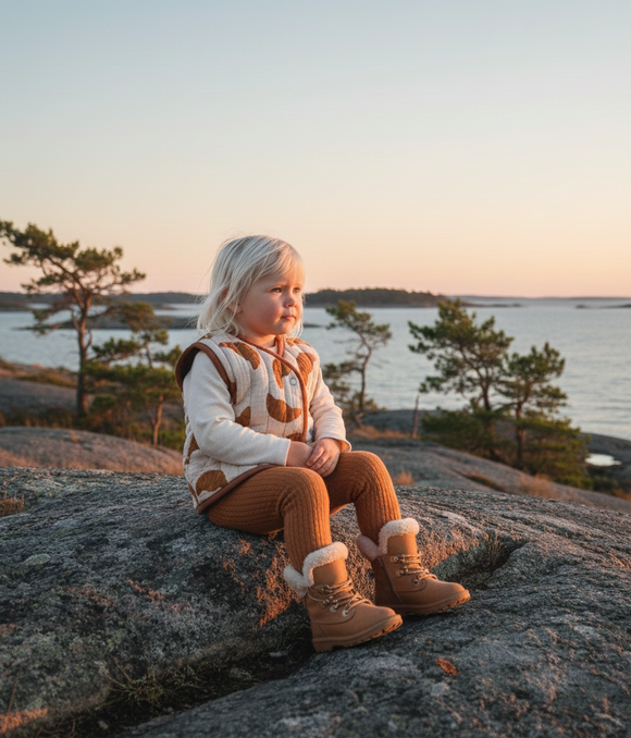 Tissu Matelassé Double Gaze – Croissants – Nude / Toffee