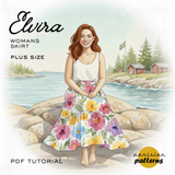 Patron de couture ELVIRA, jupe femme tailles 50/52 au 58/60, patron PDF