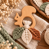 Anneau en bois Écureuil – Composant pour hochet et création DIY bébé