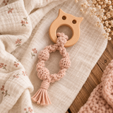 Anneau en bois Hibou – Composant pour hochet et création DIY bébé