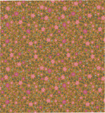 Tissu Popeline Coton – Motif Fleurs Havane et Rose