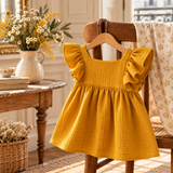 Coupon double gaze de coton unie moutarde – 1,1 m