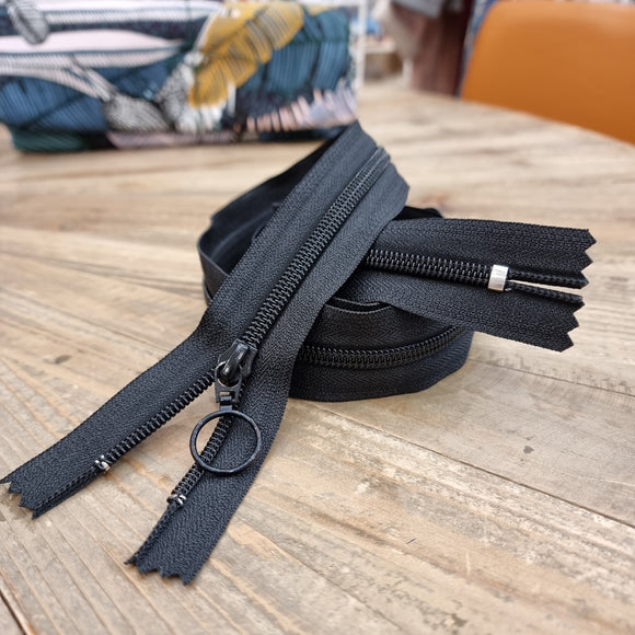 Zip YKK long à grosse maille, tirette retro